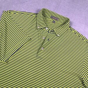 Peter Millar Summer Comfort Polo XL Lime Green Blue Stripe Golf Shirt Resort